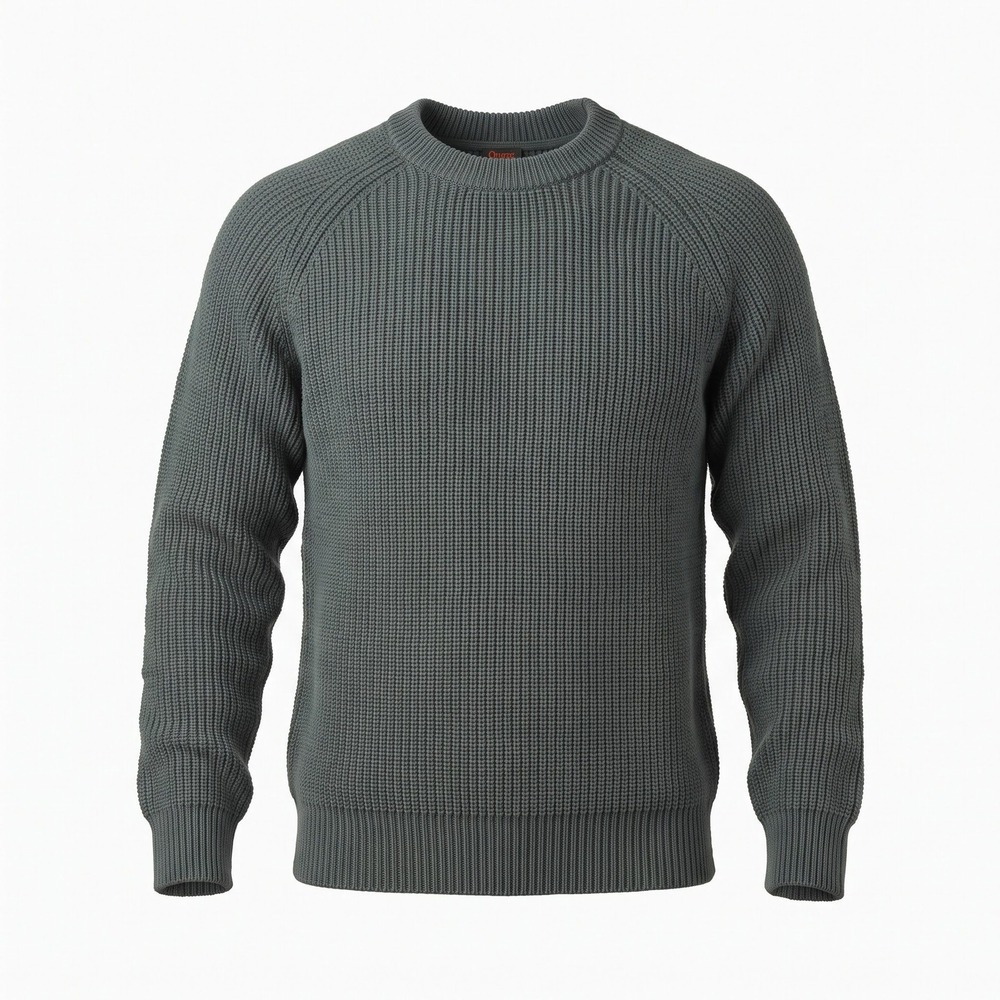 Quince Organic Cotton Fisherman Crew Sweater Dark Spruce Green Large LB77377